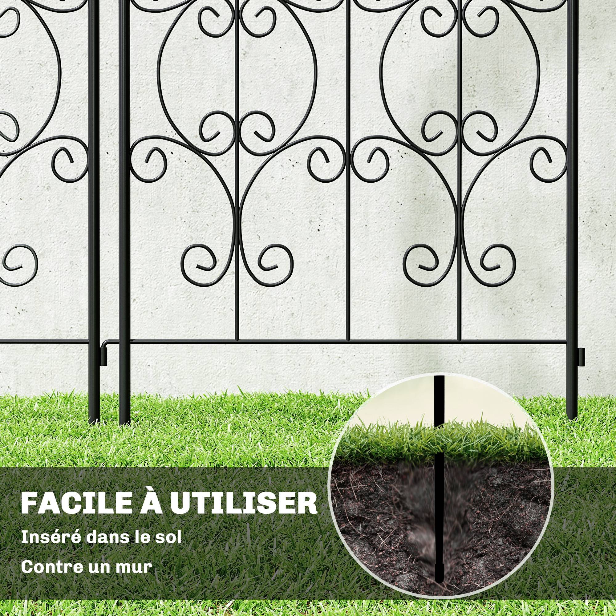 Lot de 2 treillis de jardin métal noir 50 x 1.3 x 180 cm - PANGIVO - Image 10