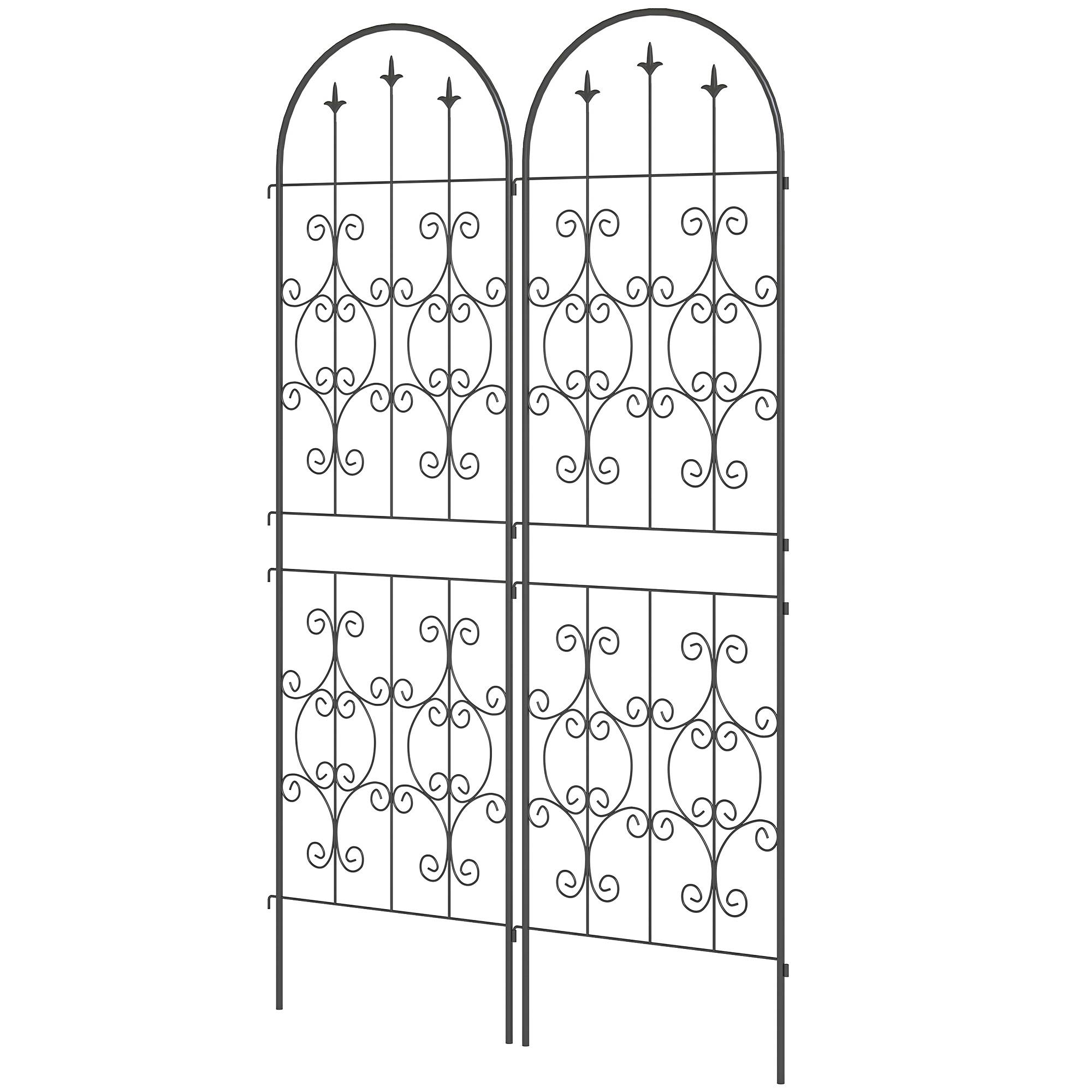 Lot de 2 treillis de jardin métal noir 50 x 1.3 x 180 cm - PANGIVO - Image 2