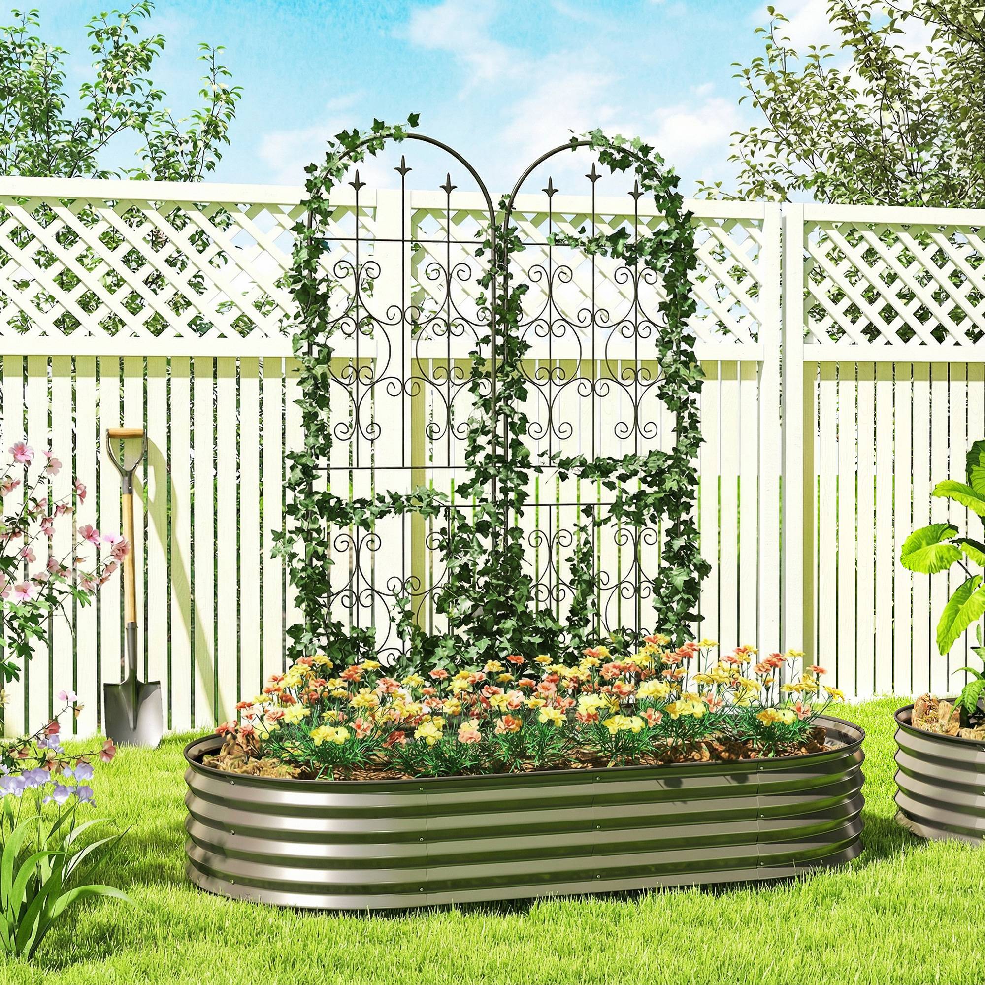 Lot de 2 treillis de jardin métal noir 50 x 1.3 x 180 cm - PANGIVO - Image 4