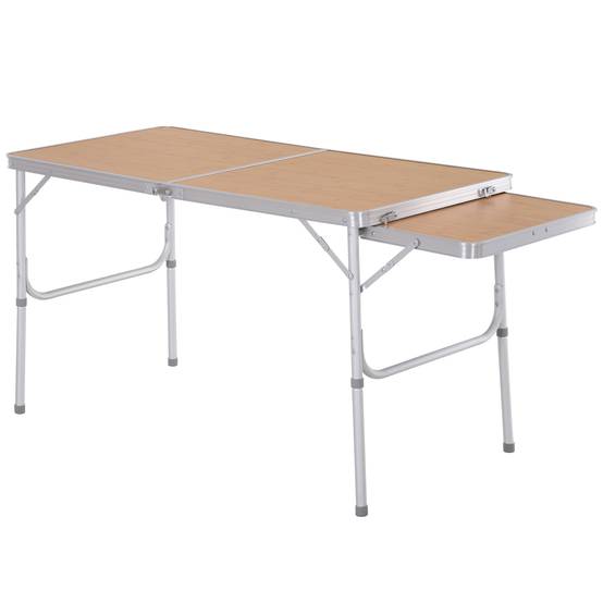 ComfortXL - Table de camping pliante Aluminium MDF jardin pique-nique avec rallonge 120x60x70cm beige - ComfortXL Outdoor Living - Image 1