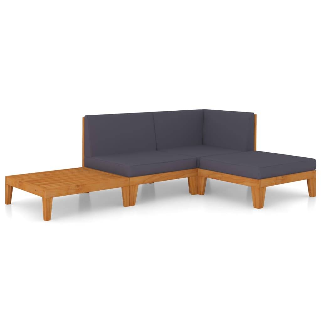 Helloshop26 - Salon de jardin meuble d'extérieur ensemble de mobilier 4 pièces avec coussins bois d'acacia solide - Imagen 1