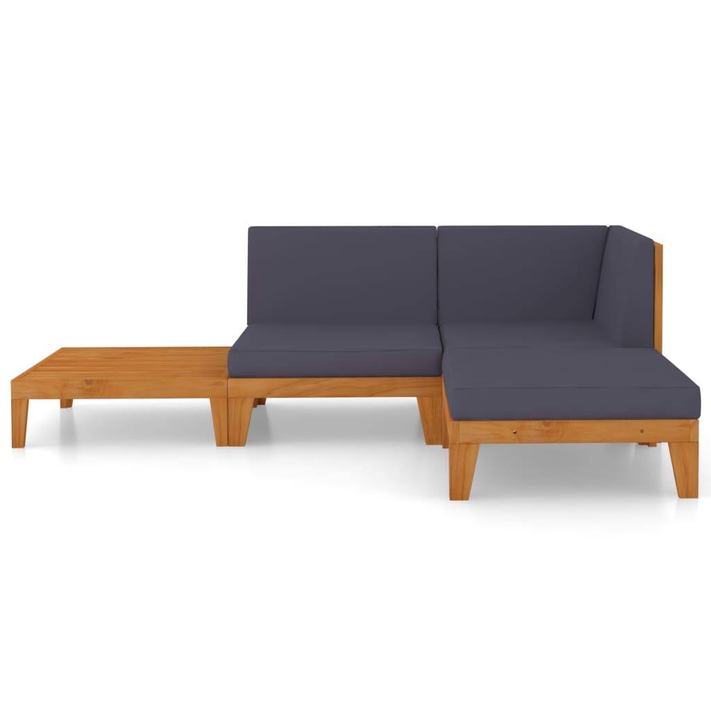 Helloshop26 - Salon de jardin meuble d'extérieur ensemble de mobilier 4 pièces avec coussins bois d'acacia solide - Imagen 2