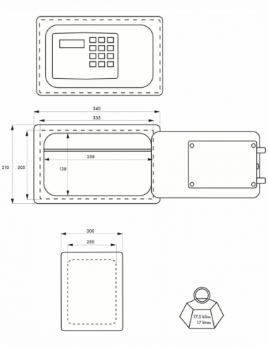 Coffre de sécurité EDIMBOURG 10X340X300 avec serrure électronique 2 pênes - 13204 - Imagen 3