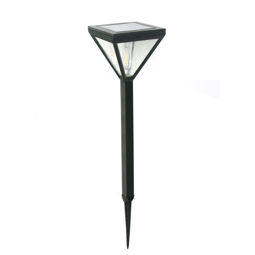 Lanterne solaire inox 56 cm, verre effet pluie, lumière chaude 25 lm, chic pour allées ou piscine - Image 1