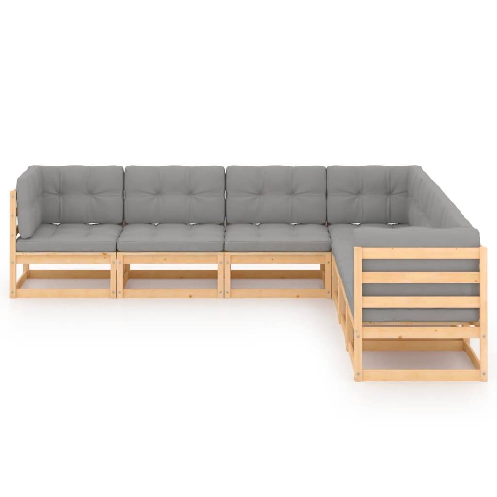 Helloshop26 - Salon de jardin meuble d'extérieur ensemble de mobilier 7 pièces avec coussins bois de pin massif - Imagen 2