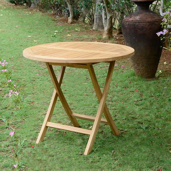 Table pliante ronde en teck massif Adomée ø 90 cm - TECK'Attitude - Imagen 3