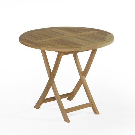 Table pliante ronde en teck massif Adomée ø 90 cm - TECK'Attitude - Imagen 1
