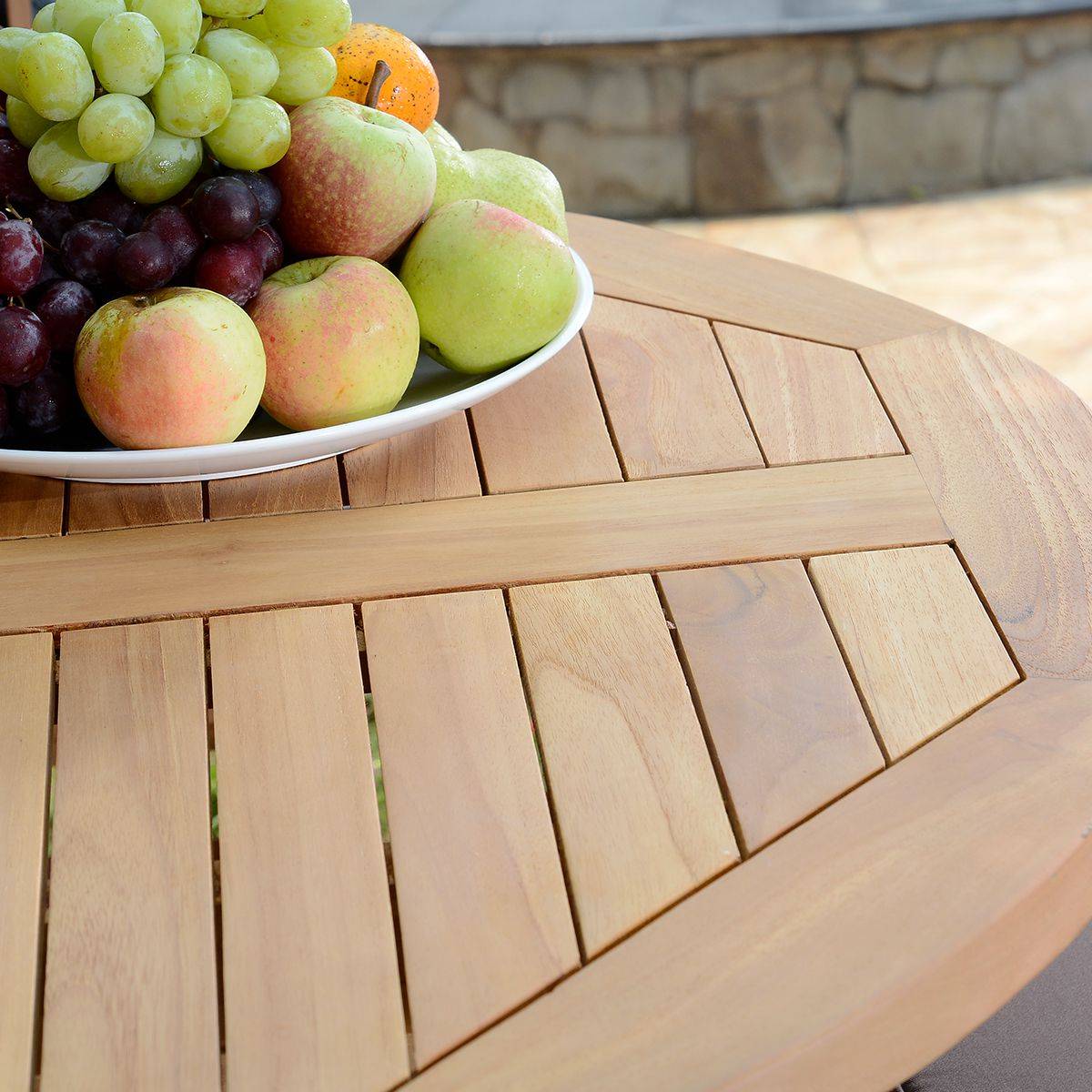 Table pliante ronde en teck massif Adomée ø 90 cm - TECK'Attitude - Imagen 5