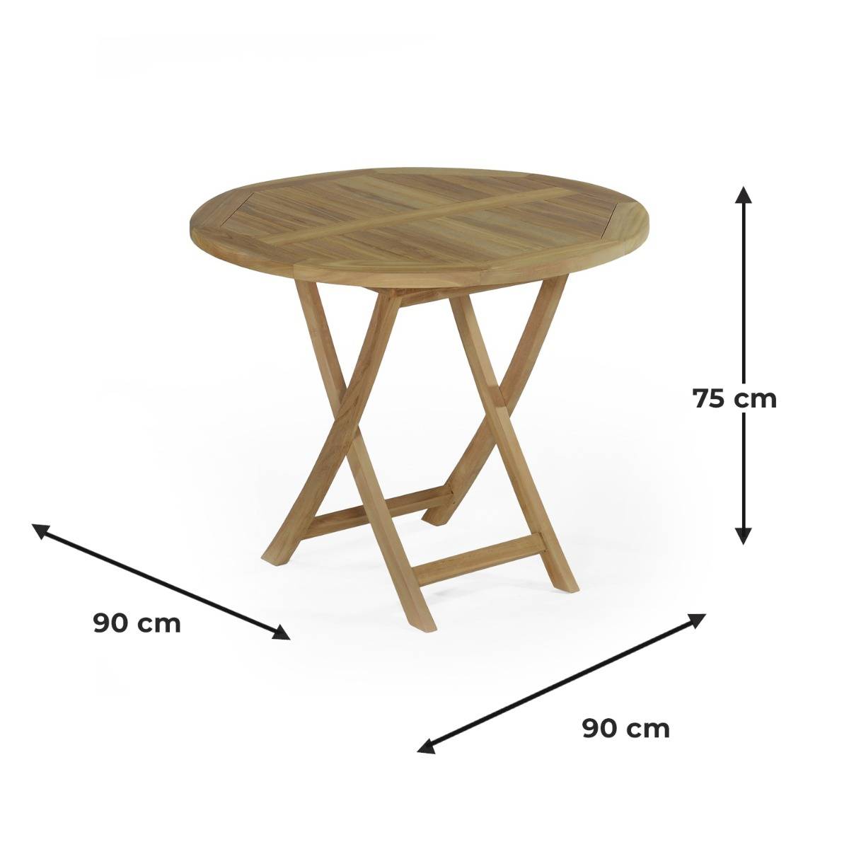 Table pliante ronde en teck massif Adomée ø 90 cm - TECK'Attitude - Imagen 7
