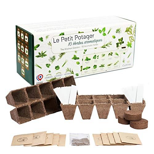 Le Kit Petit Potager Kit de 10 graines herbes aromatiques (basilic, thym, aneth...) - CULTIVEA®