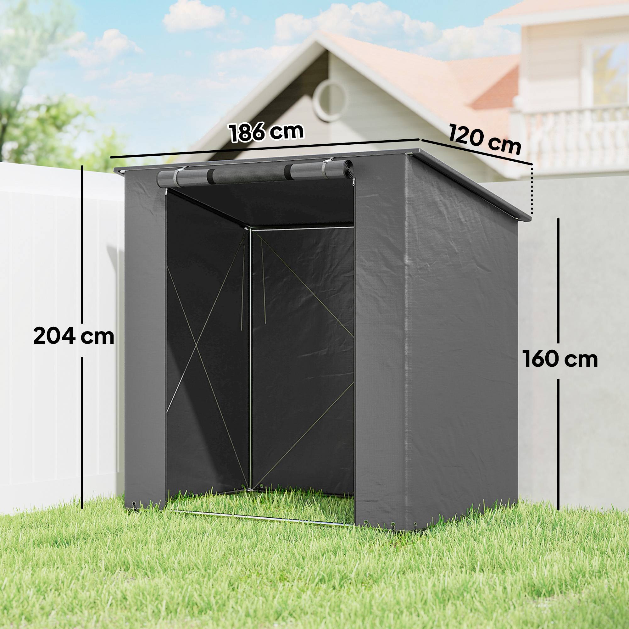 PANGIVO - Abri de jardin acier galvanisé et polyéthylène gris 187 x 120 x 204 cm - PANGIVO - Image 5