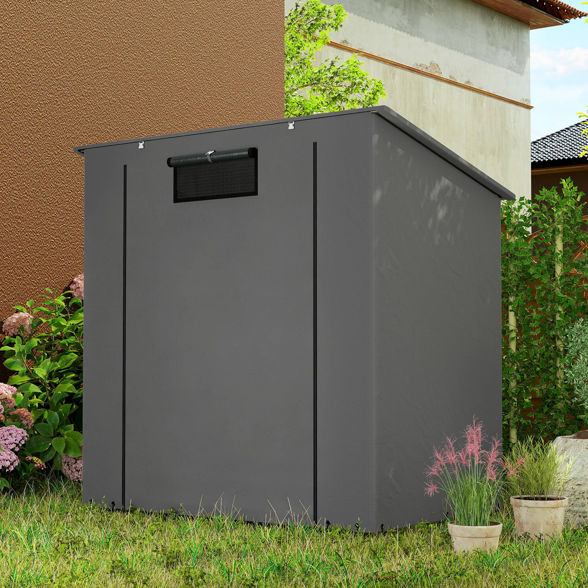 PANGIVO - Abri de jardin acier galvanisé et polyéthylène gris 187 x 120 x 204 cm - PANGIVO - Image 10