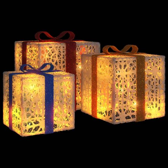 Lot de 3 Boîtes Cadeaux Lumineuses LED 64 LED Décoration Sapin Intérieur Blanc – ComfortXL Outdoor Living - Image 3