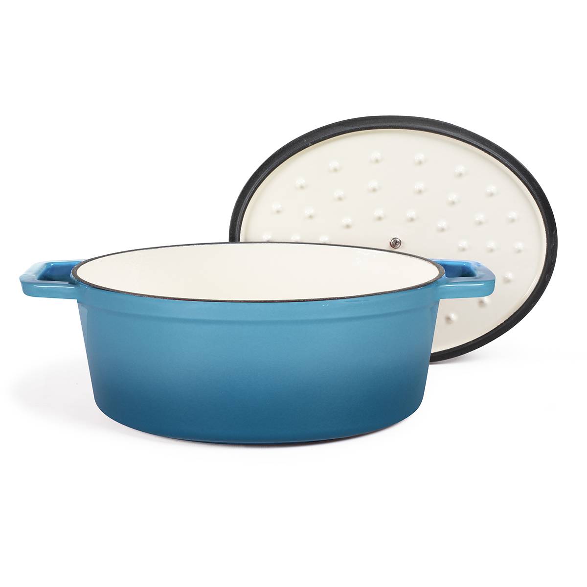 Livoo - Cocotte ovale en fonte émaillée 4.5l bleu MEP129B Livoo - Imagen 5