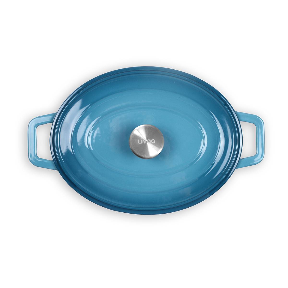 Livoo - Cocotte ovale en fonte émaillée 4.5l bleu MEP129B Livoo - Imagen 2