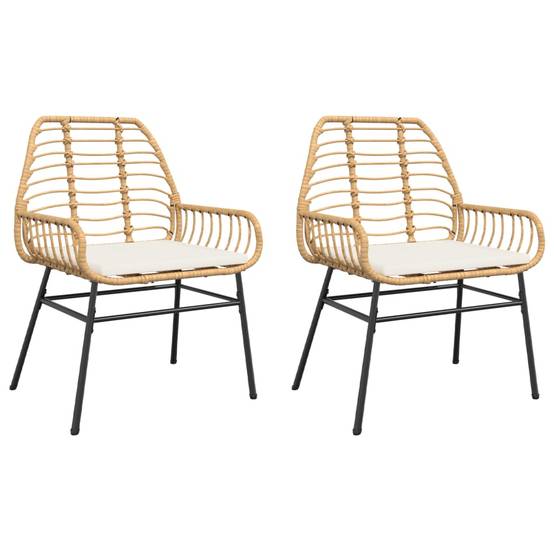 Lot de 2 Fauteuils Bas de Jardin Résine Tressée avec Coussins pour Terrasse Marron – ComfortXL Outdoor Living - Image 2