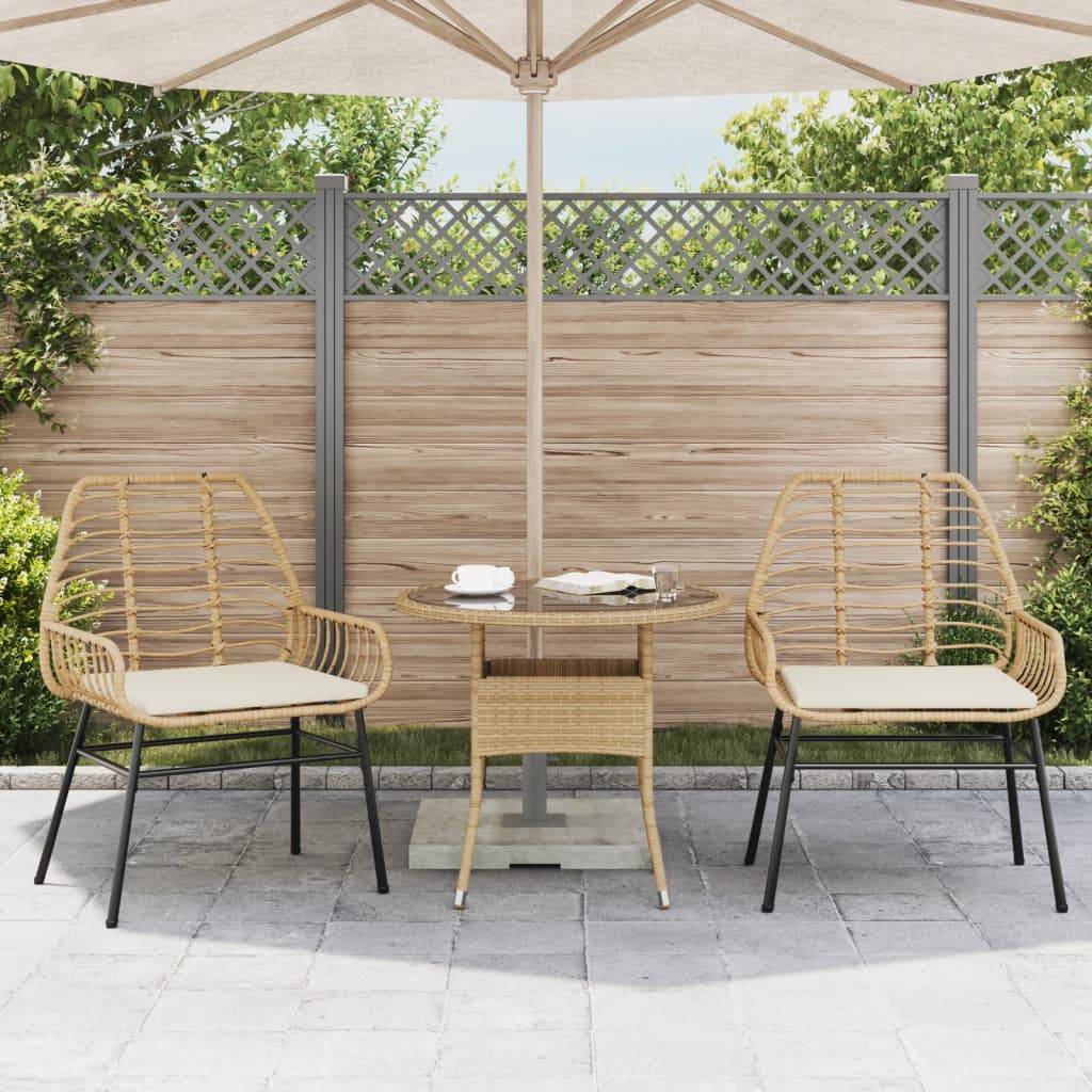 Lot de 2 Fauteuils Bas de Jardin Résine Tressée avec Coussins pour Terrasse Marron – ComfortXL Outdoor Living - Image 3