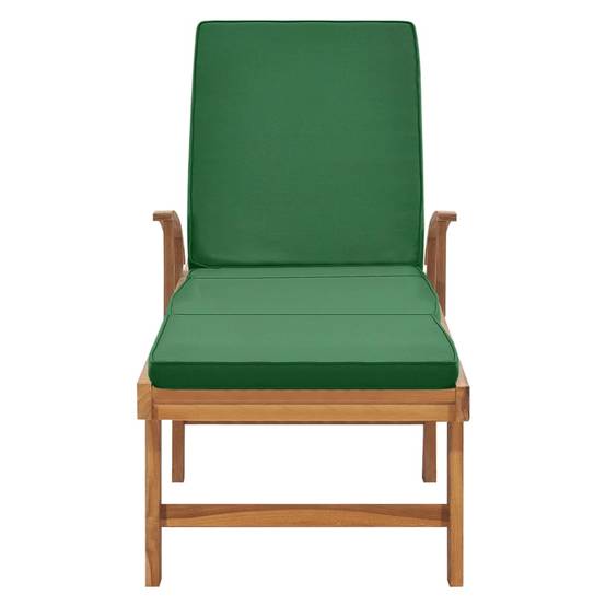 Helloshop26 - Transat chaise longue bain de soleil lit de jardin terrasse meuble d'extérieur avec coussin bois de teck solide vert - Imagen 4
