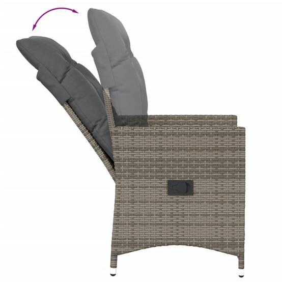 Duo de Fauteuils de Jardin Relax Inclinables en Résine Tressée Grise avec Table d'appoint Ronde – ComfortXL Outdoor Living - Image 5