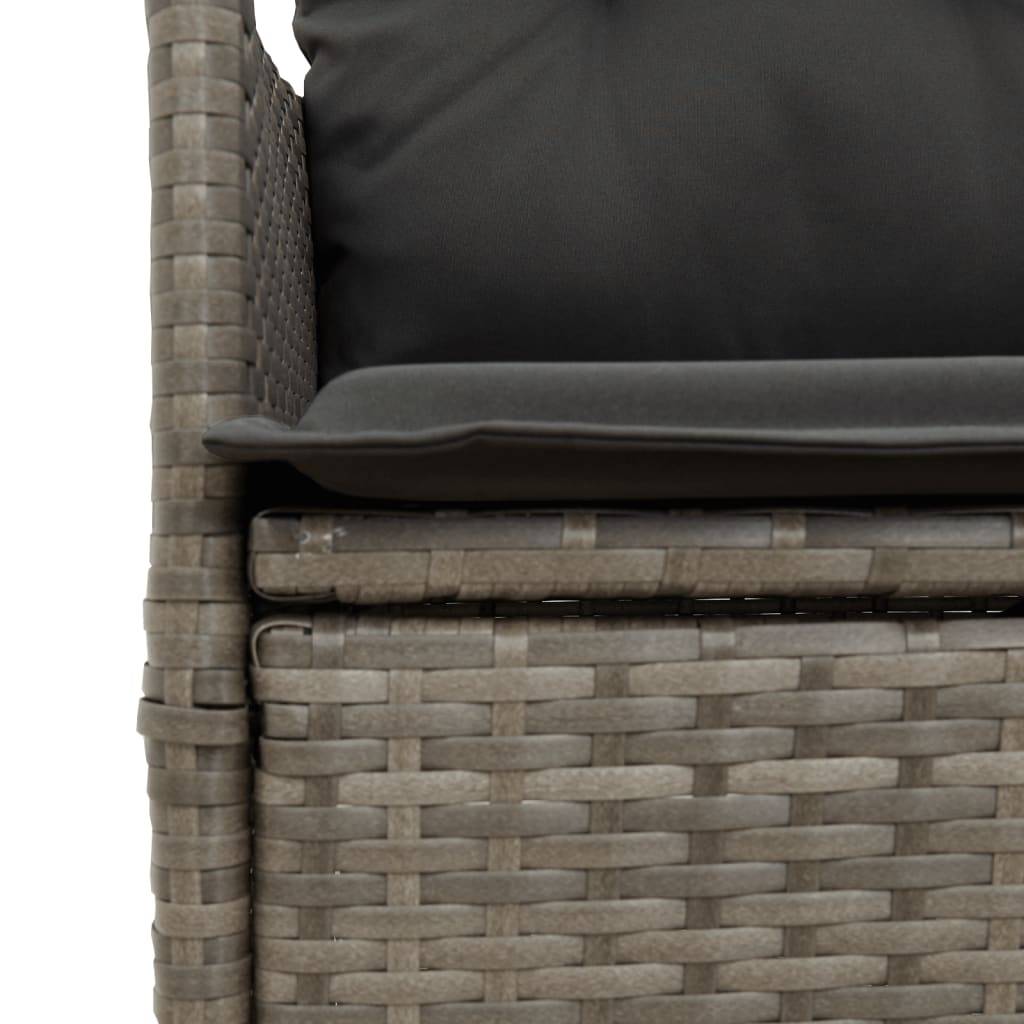 Duo de Fauteuils de Jardin Relax Inclinables en Résine Tressée Grise avec Table d'appoint Ronde – ComfortXL Outdoor Living - Image 7