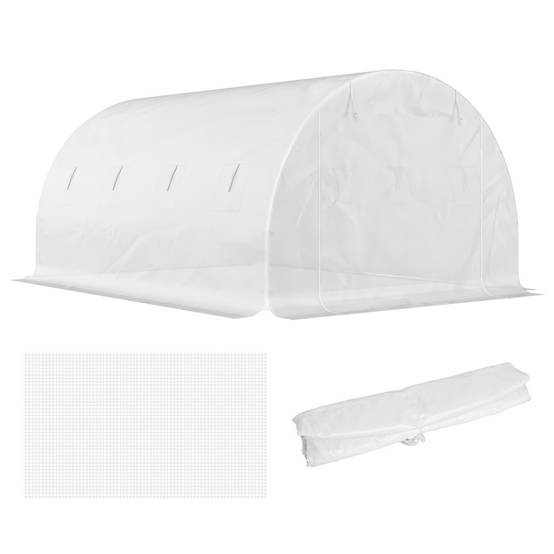 Bâche de rechange pour serre tunnel 12m² PE 140g/m² anti-UV 4x3m Blanc - ComfortXL Outdoor Living - Image 2
