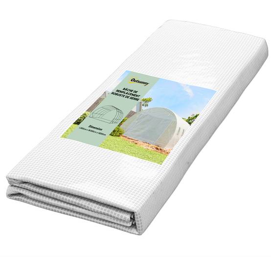 Bâche de rechange pour serre tunnel 12m² PE 140g/m² anti-UV 4x3m Blanc - ComfortXL Outdoor Living - Image 1