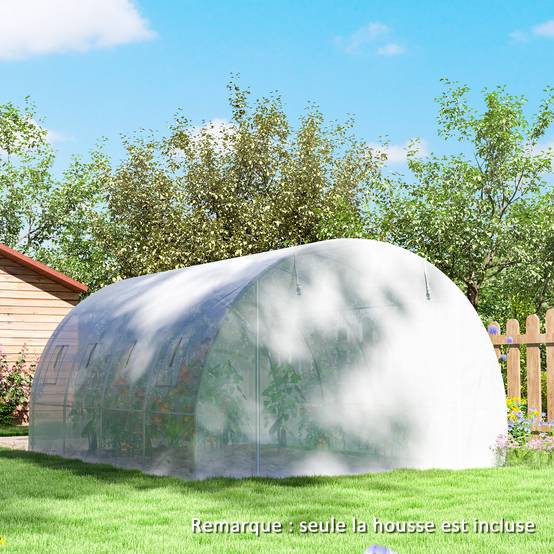 Bâche de rechange pour serre tunnel 12m² PE 140g/m² anti-UV 4x3m Blanc - ComfortXL Outdoor Living - Image 9