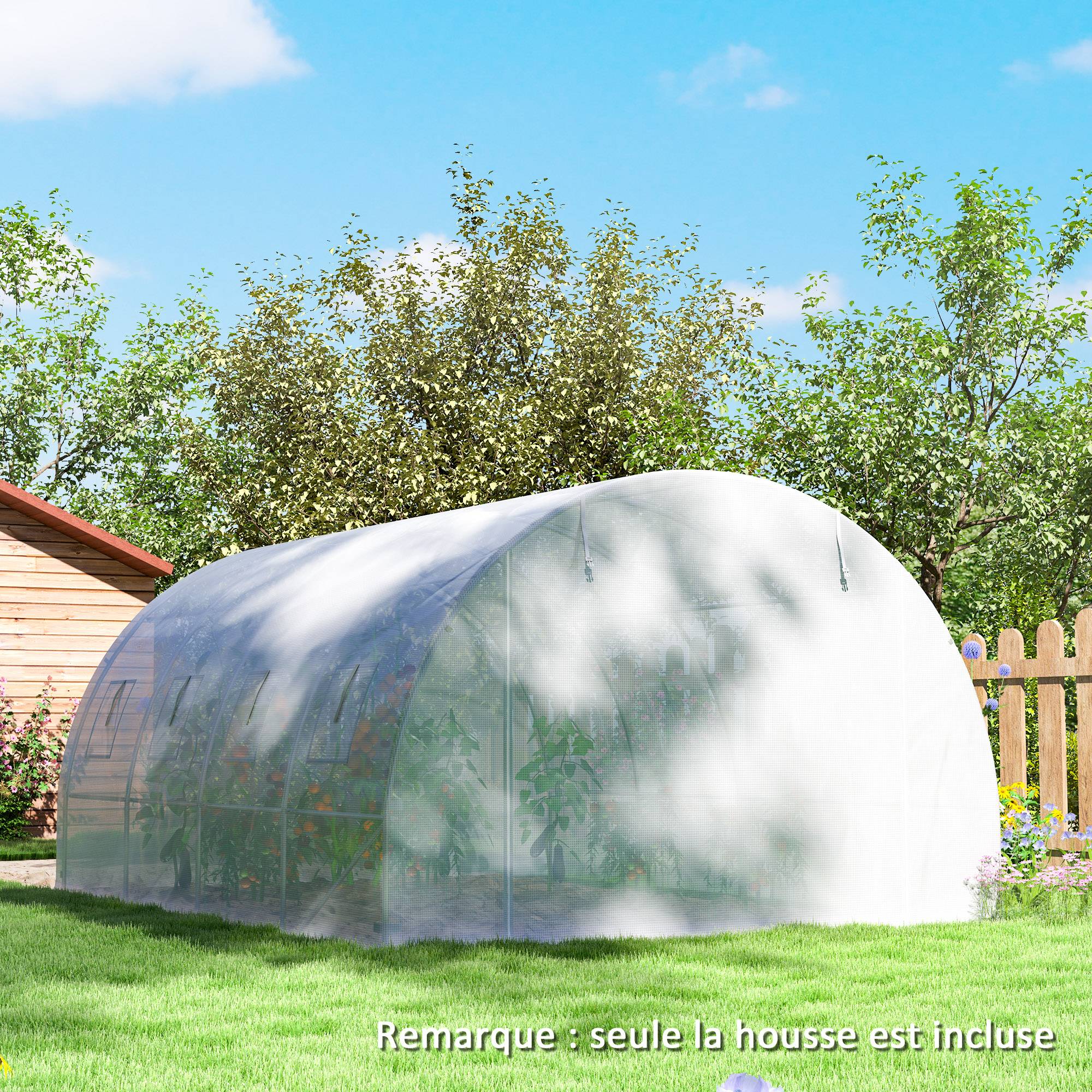 Bâche de rechange pour serre tunnel 12m² PE 140g/m² anti-UV 4x3m Blanc - ComfortXL Outdoor Living - Image 9