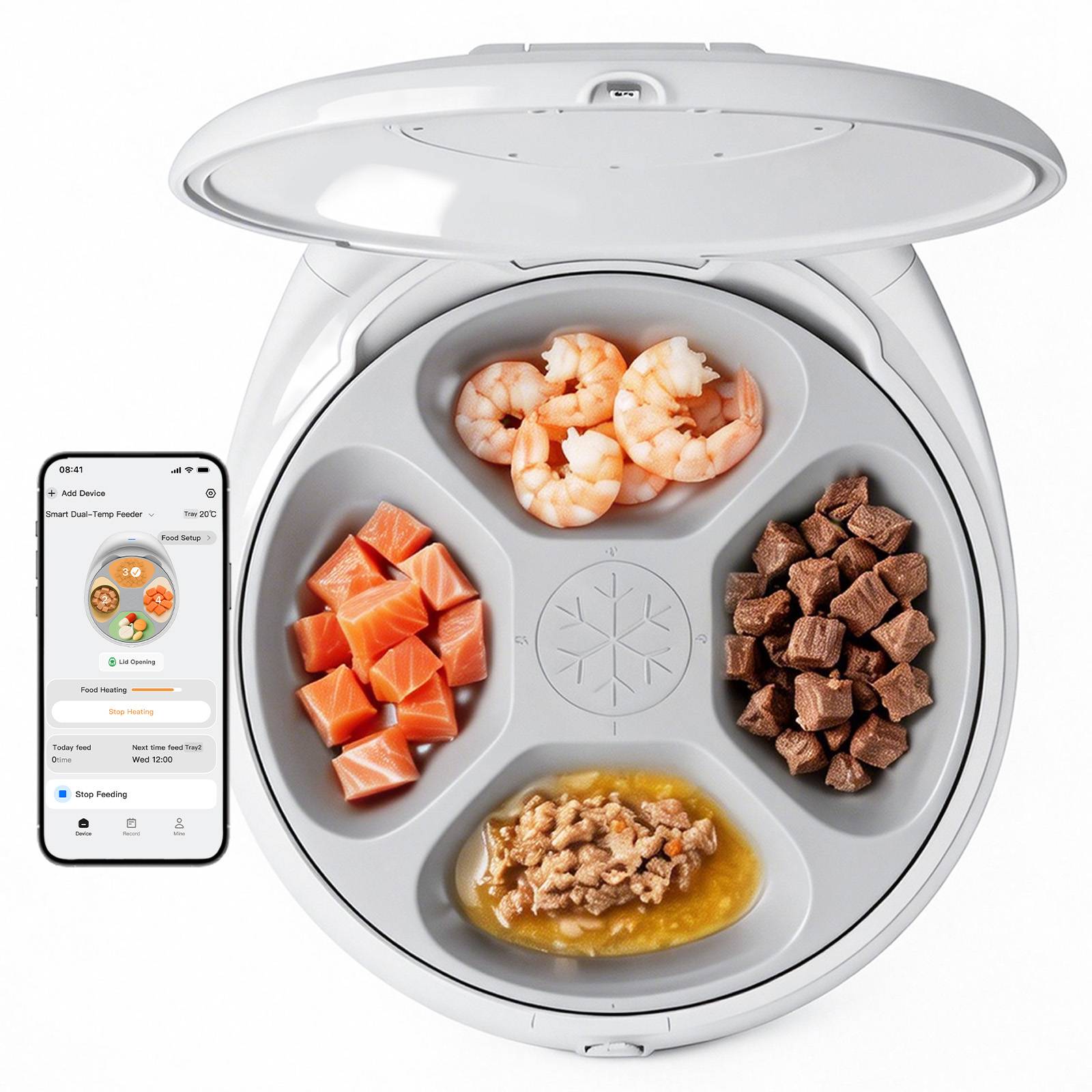 Sans Marque - Robotail F20 Distributeur Automatique Réfrigéré pour Chats, 4 Compartiments, Double Température - Image 1
