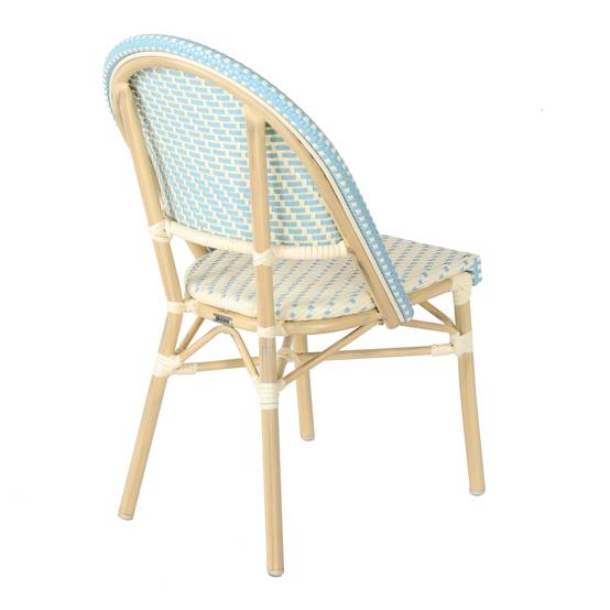 Oviala - Chaise de terrasse bistrot parisien en aluminium et rotin bleu Marais - Oviala - Imagen 3