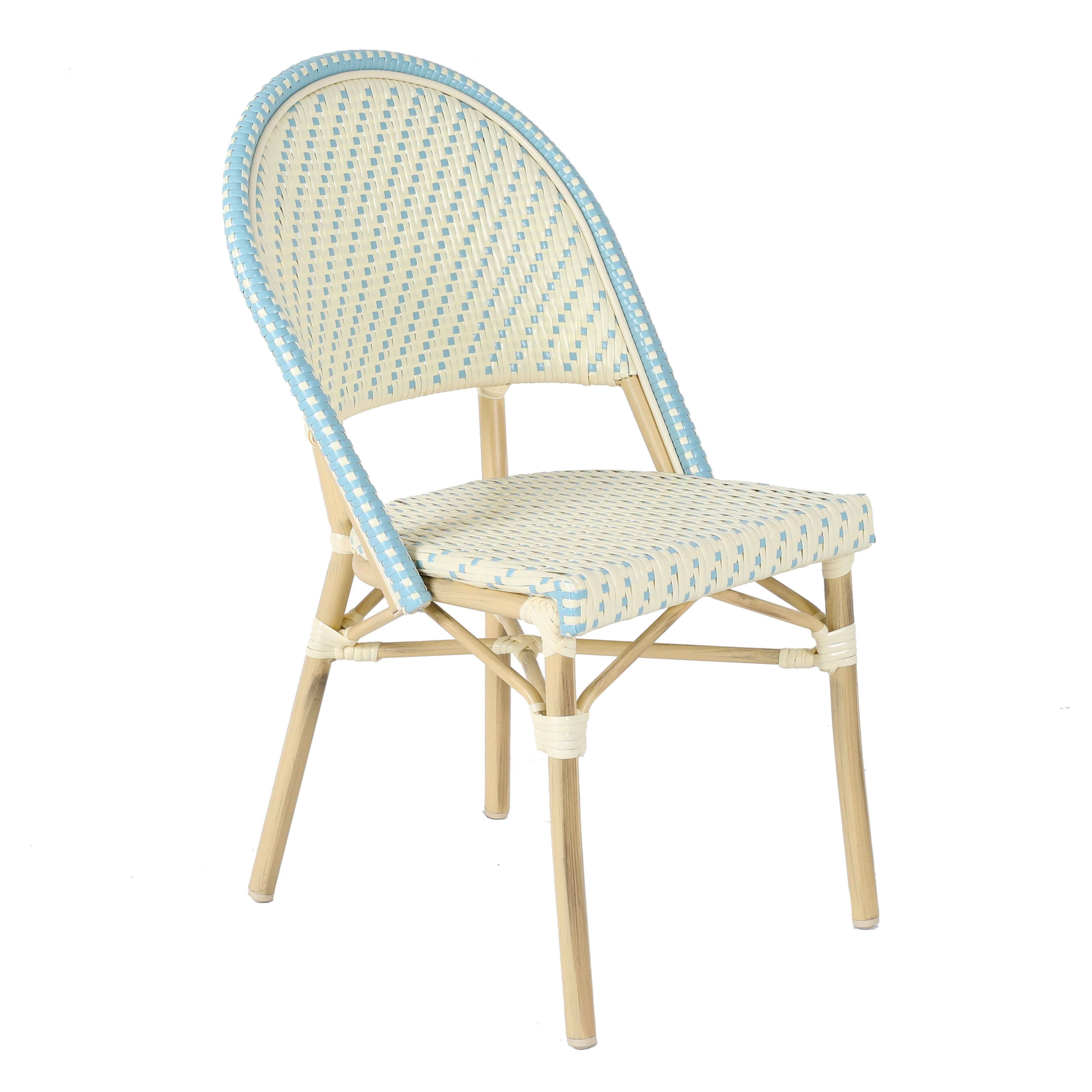 Oviala - Chaise de terrasse bistrot parisien en aluminium et rotin bleu Marais - Oviala - Imagen 1