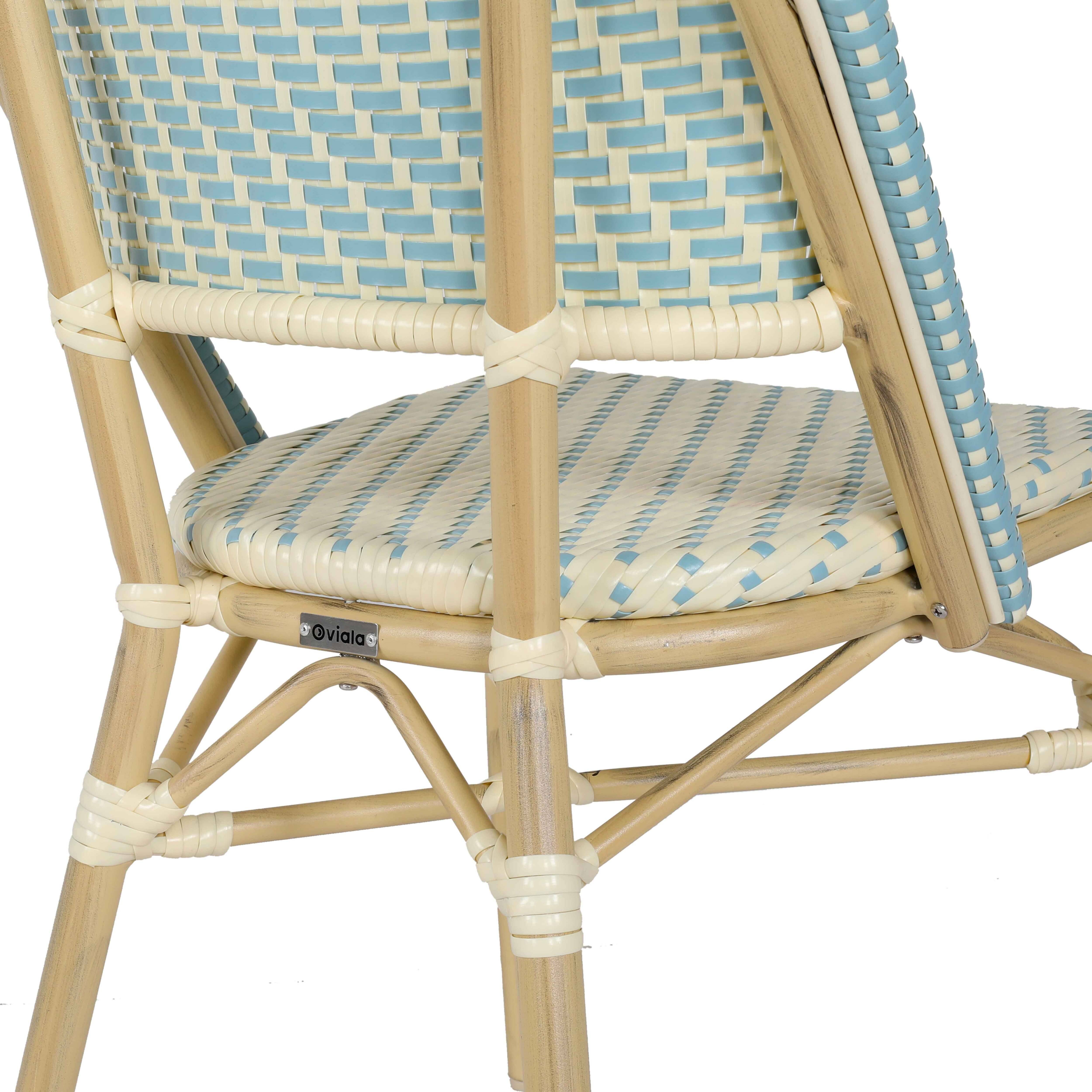 Oviala - Chaise de terrasse bistrot parisien en aluminium et rotin bleu Marais - Oviala - Imagen 6