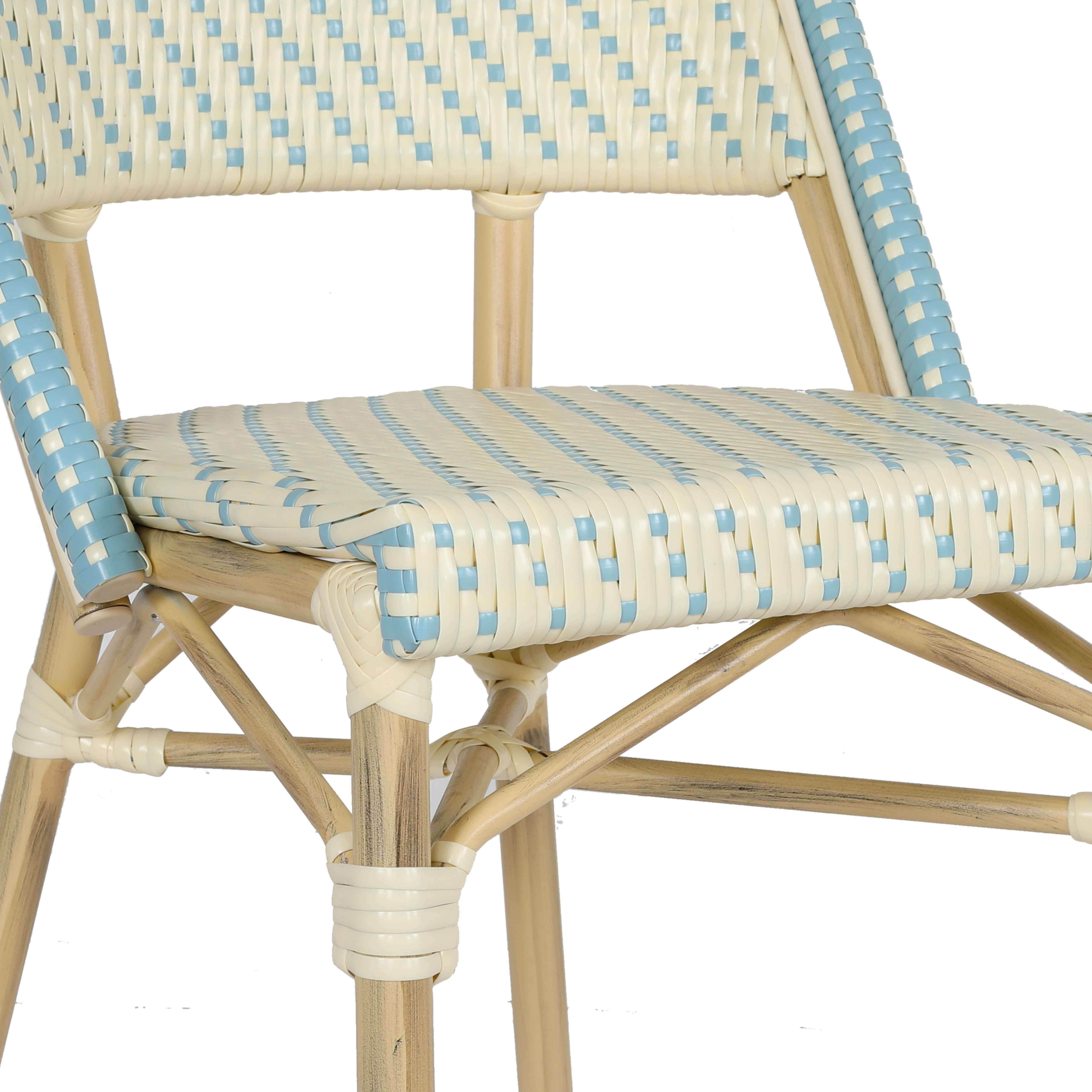 Oviala - Chaise de terrasse bistrot parisien en aluminium et rotin bleu Marais - Oviala - Imagen 5