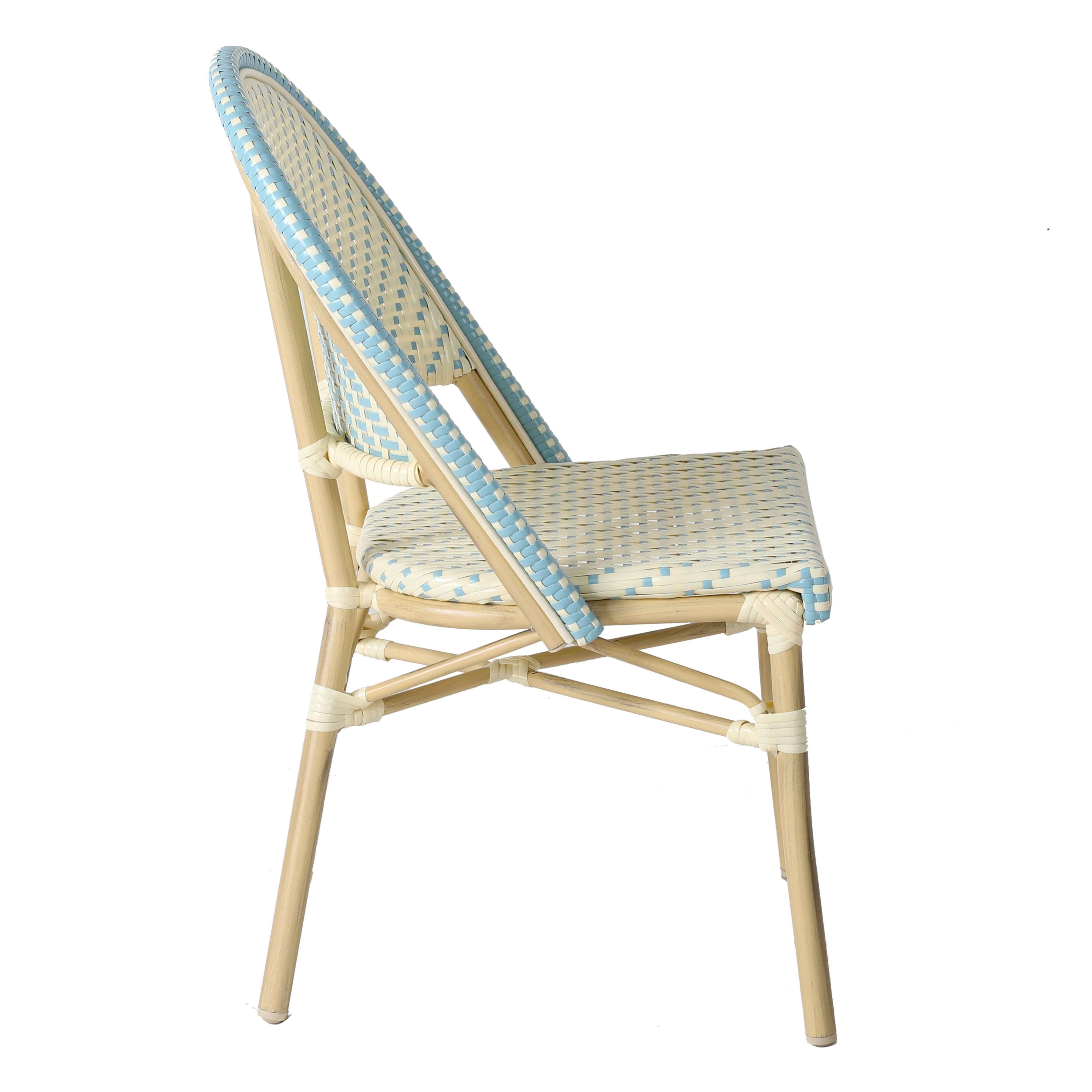 Oviala - Chaise de terrasse bistrot parisien en aluminium et rotin bleu Marais - Oviala - Imagen 2
