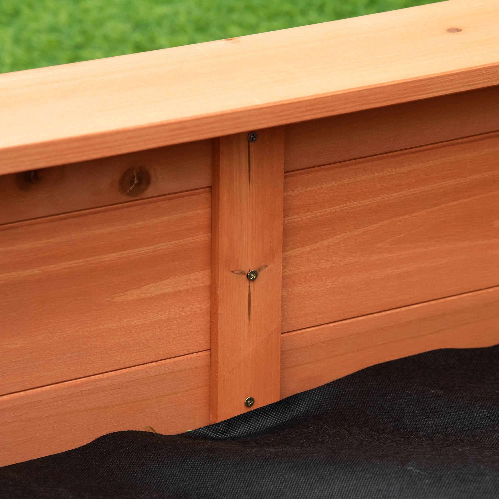 Outsunny - Bac à sable bois octogonal dim. 139,5L x 139,5l x 21,5H cm - 4 bancs - bâche de couverture, non tissé de sol inclus - bois sapin pré-huilé - Outsunny - Imagen 9
