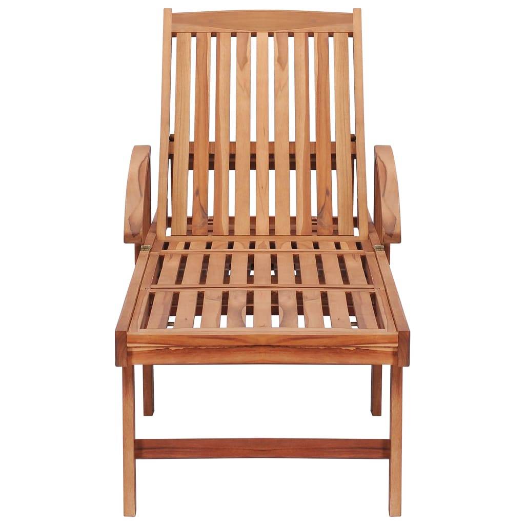 Helloshop26 - Lot de 2 transats chaise longue bain de soleil lit de jardin terrasse meuble d'extérieur avec coussin beige bois de teck solide - Imagen 4