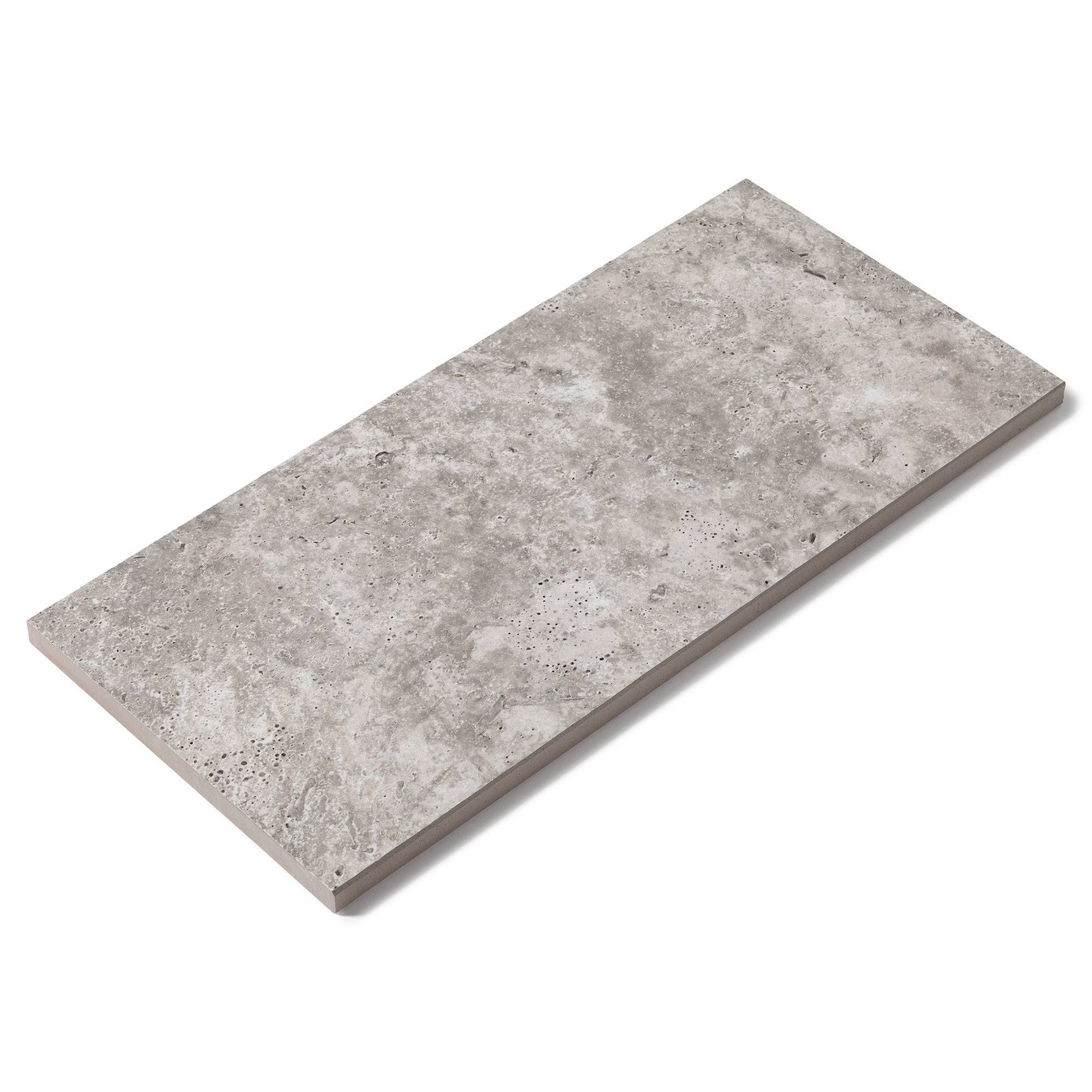 Margelle de piscine effet Travertin Gris 60x28x2 cm Bord Droit Pietra - RO'MA CARRELAGE - Image 3