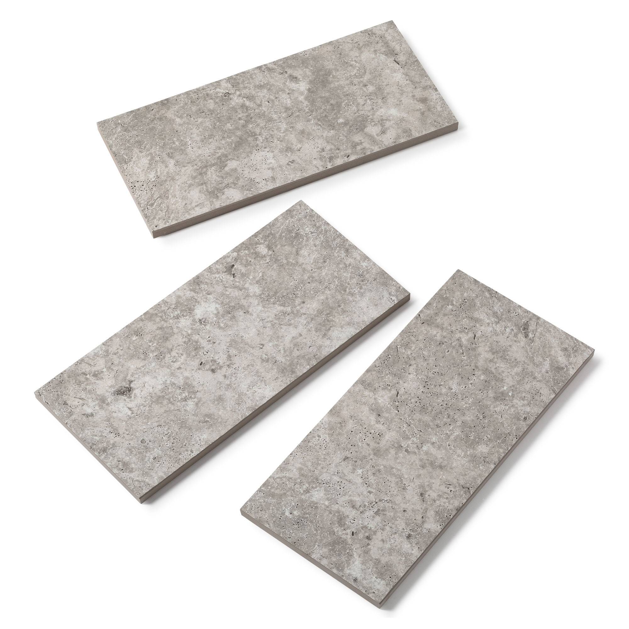 Margelle de piscine effet Travertin Gris 60x28x2 cm Bord Droit Pietra - RO'MA CARRELAGE - Image 4