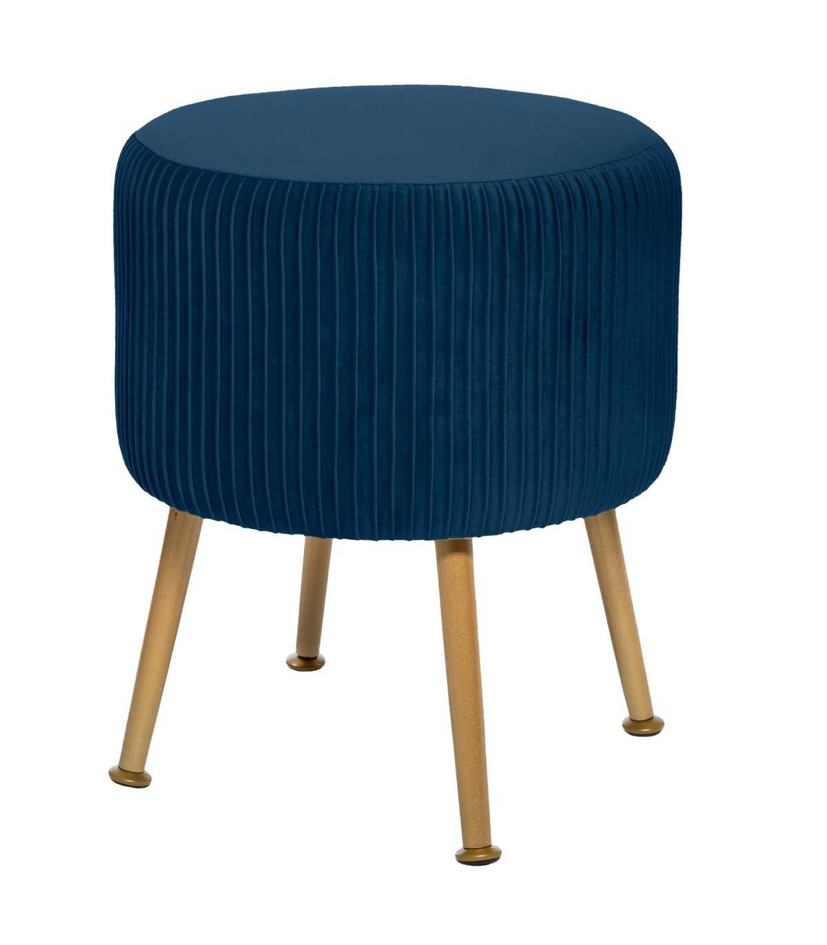 Tabouret en Velours Bleu plissé H 41 cm - Imagen 1