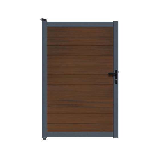 Kit Portillon Composite CRUZ Ipé - Hauteur : 183cm - Largeur max : 120 cm - Largeur ajustable - Compatible clôture CRUZ - Image 2