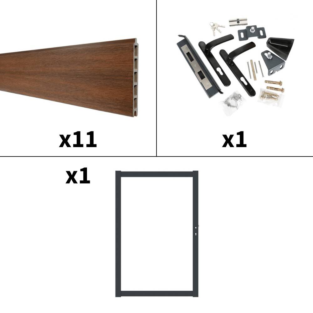 Kit Portillon Composite CRUZ Ipé - Hauteur : 183cm - Largeur max : 120 cm - Largeur ajustable - Compatible clôture CRUZ - Image 4