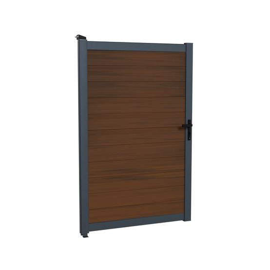 Kit Portillon Composite CRUZ Ipé - Hauteur : 183cm - Largeur max : 120 cm - Largeur ajustable - Compatible clôture CRUZ - Image 3