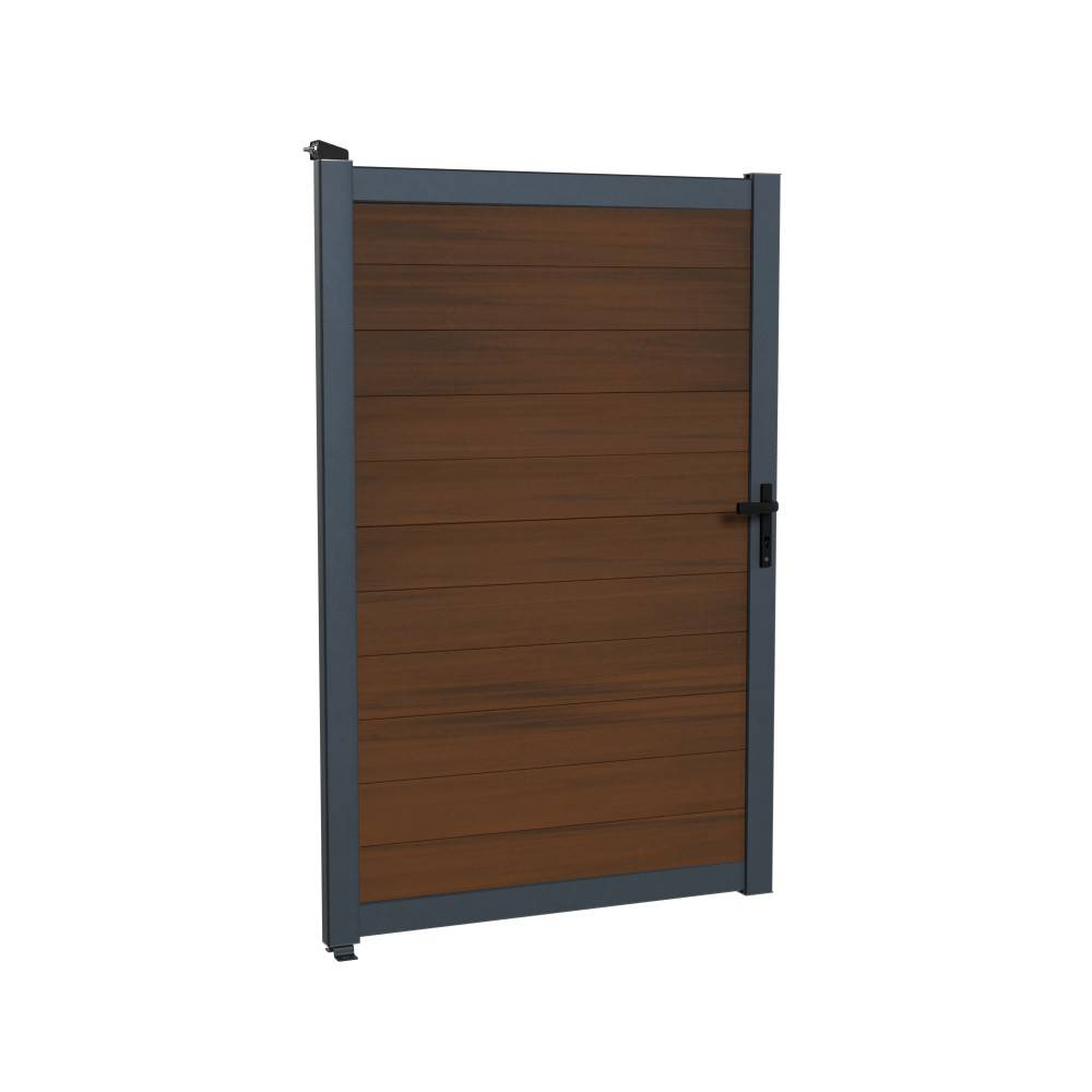 Kit Portillon Composite CRUZ Ipé - Hauteur : 183cm - Largeur max : 120 cm - Largeur ajustable - Compatible clôture CRUZ - Image 3