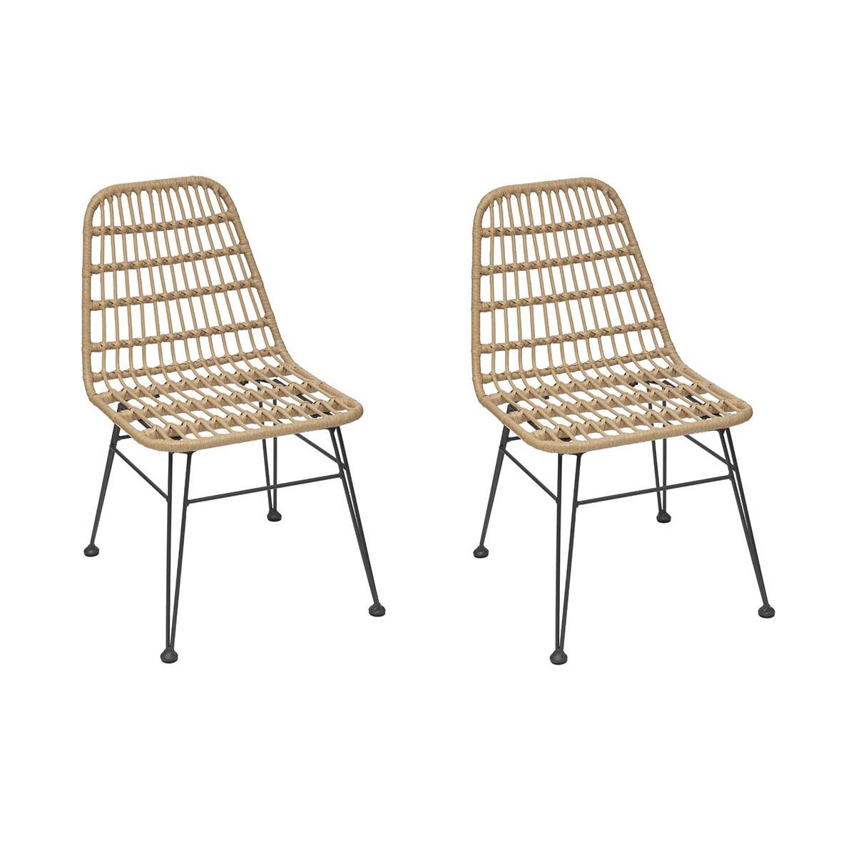 Hesperide - Lot de 2 chaises de jardin "Lambada" sésame & graphite en acier traité époxy Hespéride - Image 7