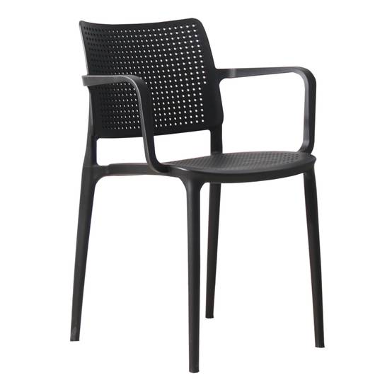 Oviala - Lot de 4 chaises de terrasse en plastique noir Riga - Oviala - Image 2