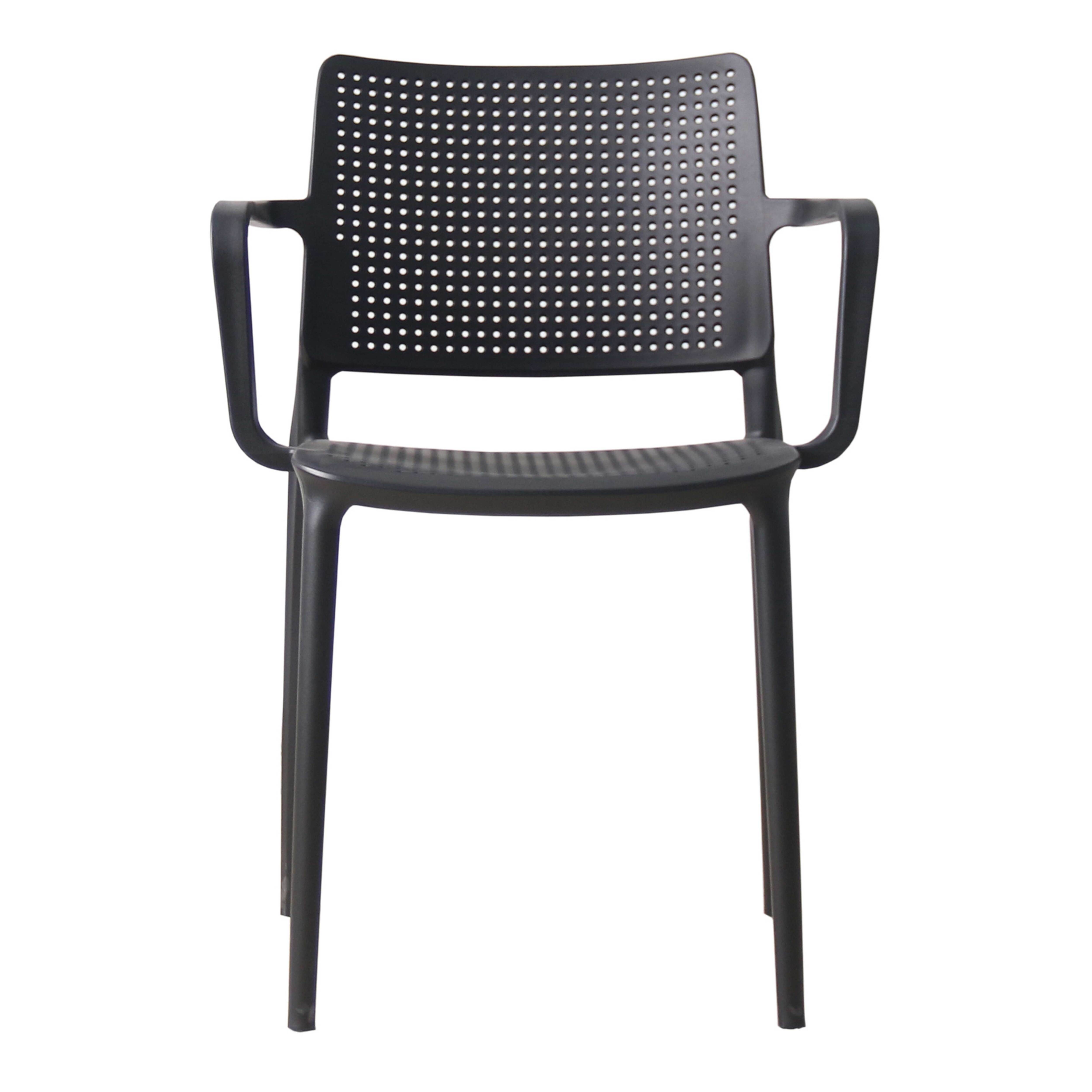 Oviala - Lot de 4 chaises de terrasse en plastique noir Riga - Oviala - Image 5