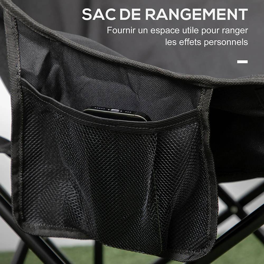 KOMHTOM - Chaise de camping pliable avec sac de transport et pochette latérale compact ultra légère noir - Image 8