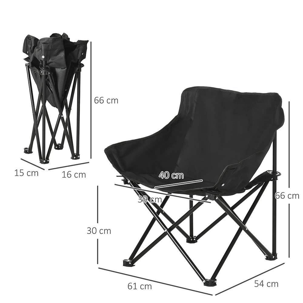 KOMHTOM - Chaise de camping pliable avec sac de transport et pochette latérale compact ultra légère noir - Image 4