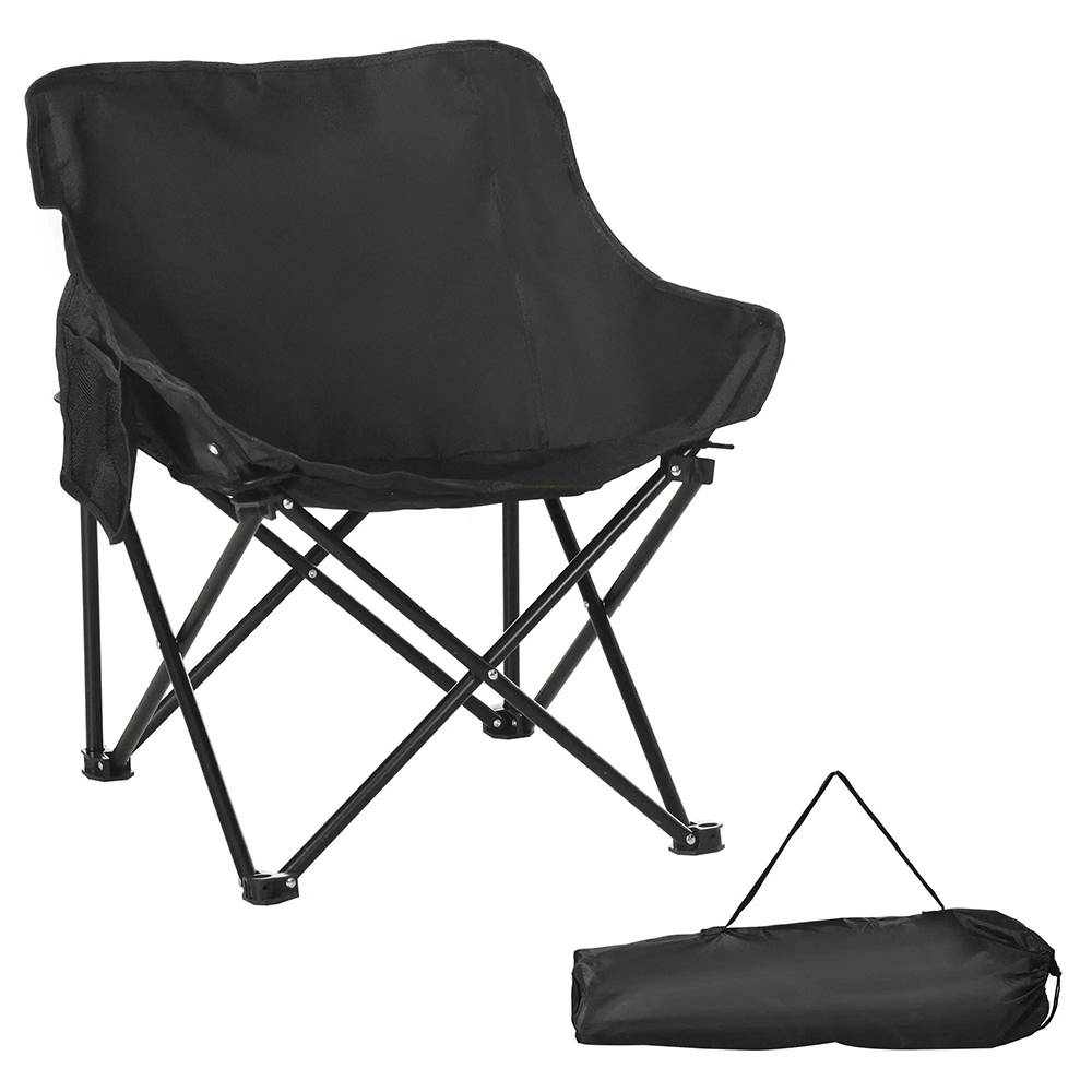 KOMHTOM - Chaise de camping pliable avec sac de transport et pochette latérale compact ultra légère noir - Image 5