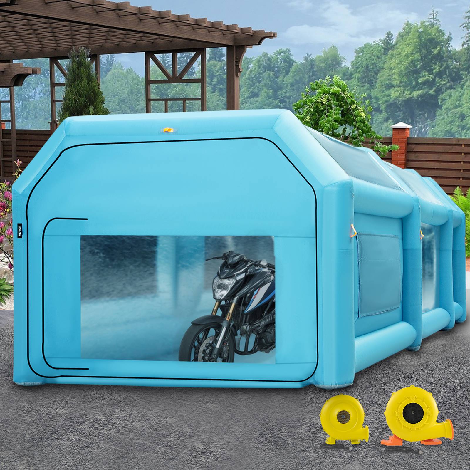 Vevor - VEVOR Cabine peinture gonflable 6x3x2.5m, Oxford 210D PVC, souffleurs 680W+330W, tunnel pour mécaniciens. - Image 8